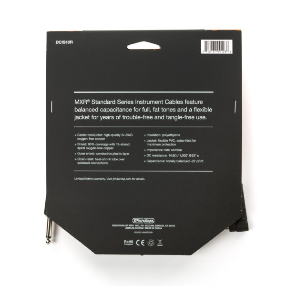 Інструментальний кабель MXR Standard Instrument Cable Straight/Right 3m (DCIS10R)