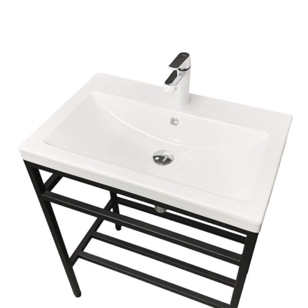 Раковина, умивальник Adamant CERS, штучний камінь, прямокут., з отвором для змішувача, з отвором для переливу, 795x450x158мм, накладний, білий