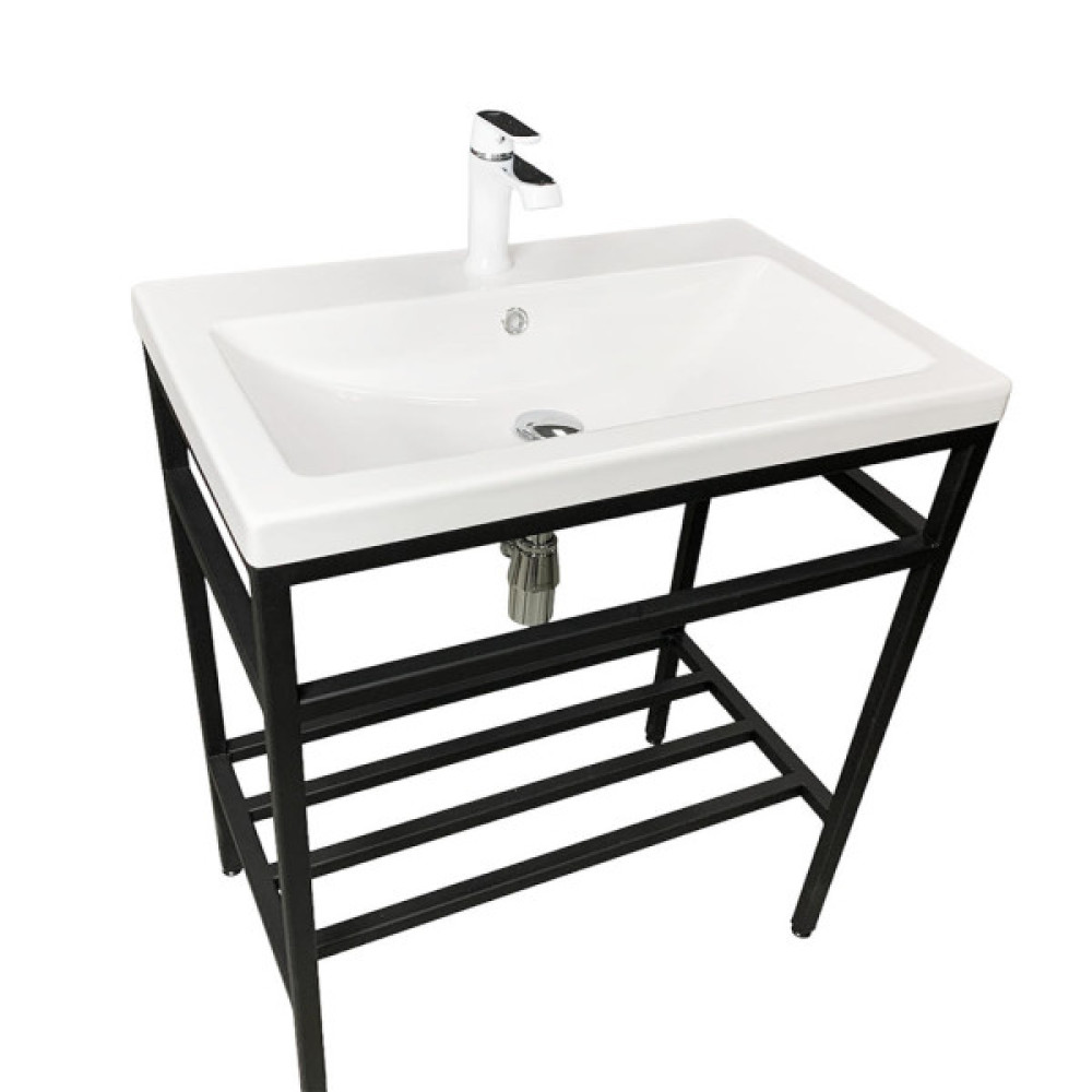 Раковина, умивальник Adamant CERS, штучний камінь, прямокут., з отвором для змішувача, з отвором для переливу, 795x450x158мм, накладний, білий