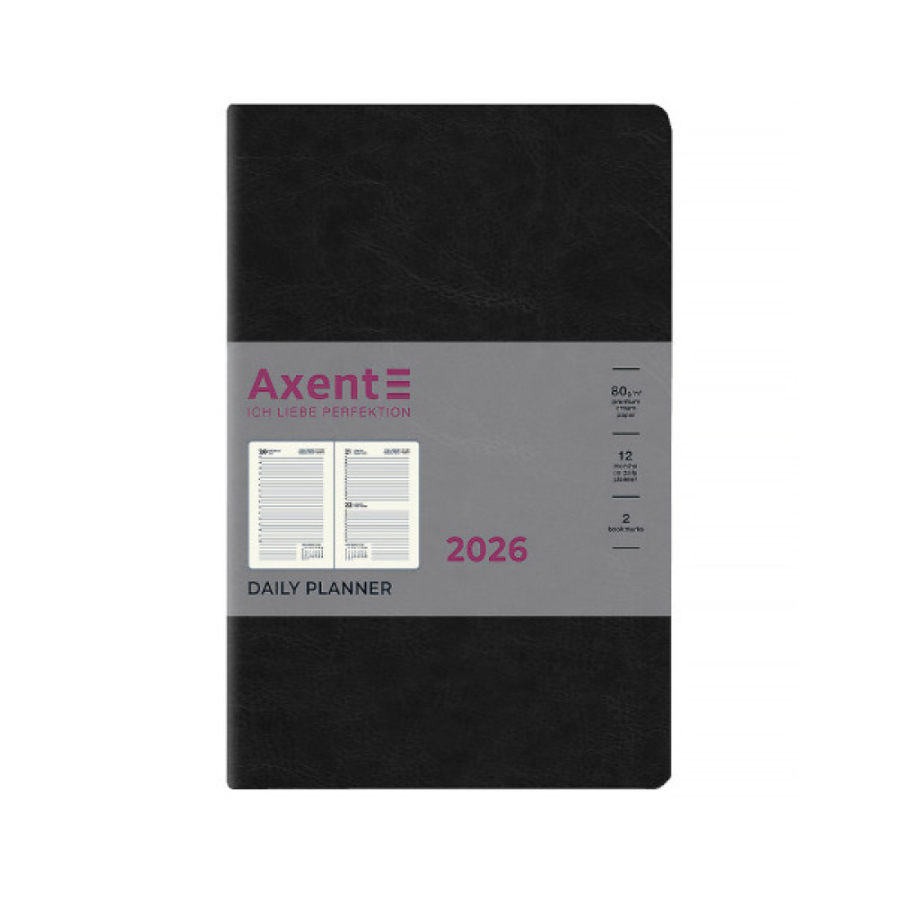 Тижневик Axent датований 2026 Partner City Soft, 145х210, чорний (8821-26-01-A)