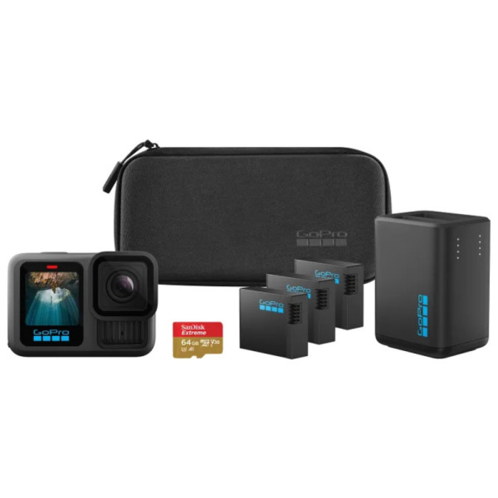 Екшн-камера GoPro HERO13 Black + 3 Enduro Batteries + SD Card + Dual Battery Charger + Case (CHDRB-134-RW)