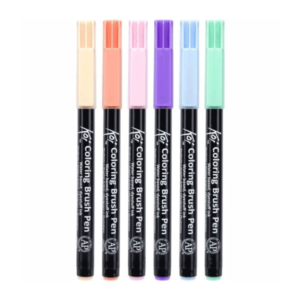 Художній маркер KOI набір Coloring Brush Pen, SWEETS 6 кольорів (8712079448691)