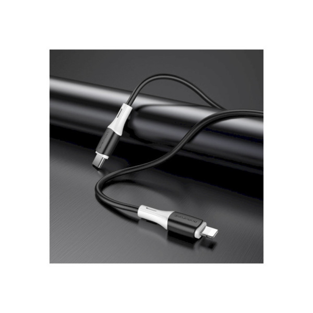Дата кабель USB-C to Lightning 1.0m 3A 20W silicone BX79 black BOROFONE (6974443384727)