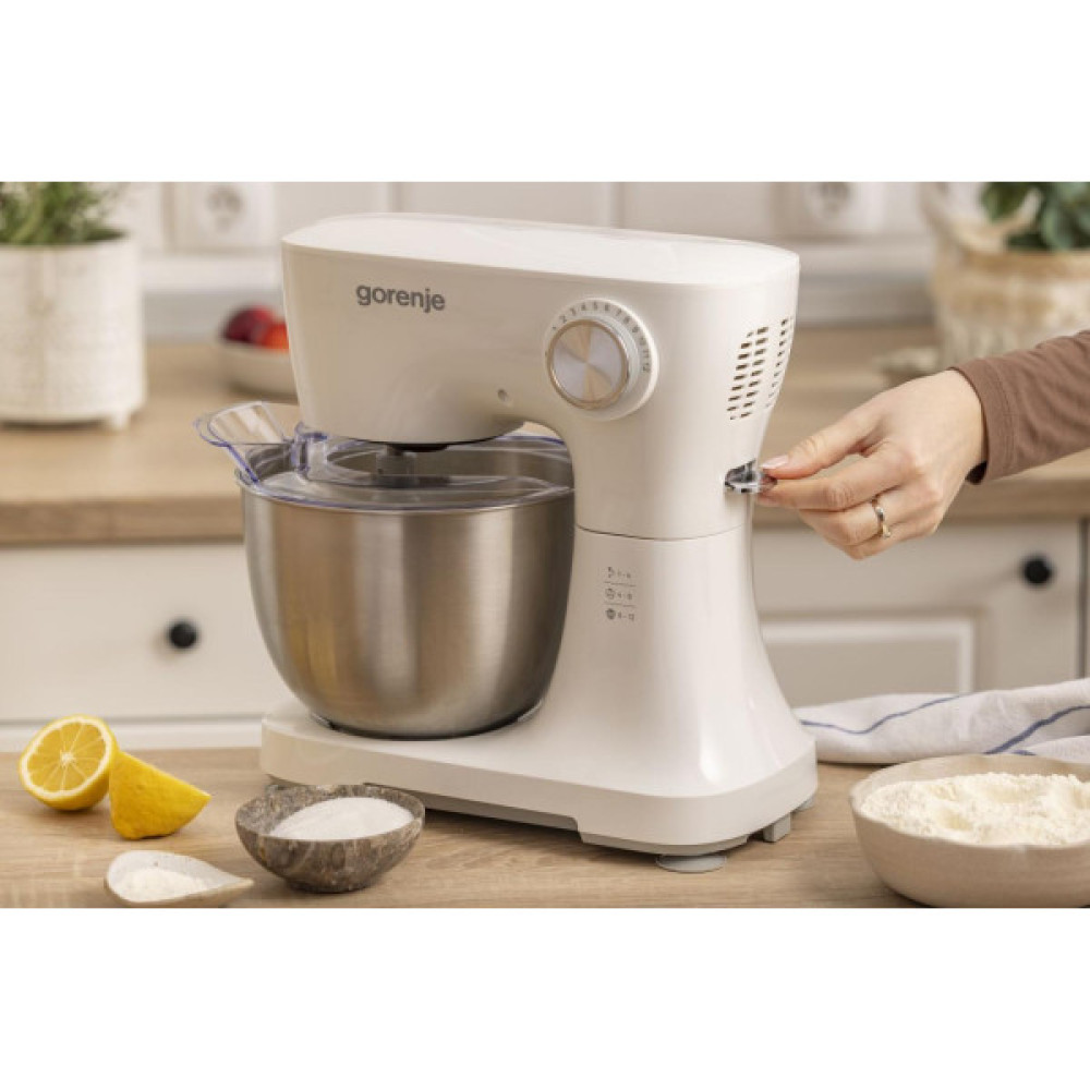 Кухонна машина Gorenje 800Вт, чаша-метал, корпус-пластик, насадок-3, білий