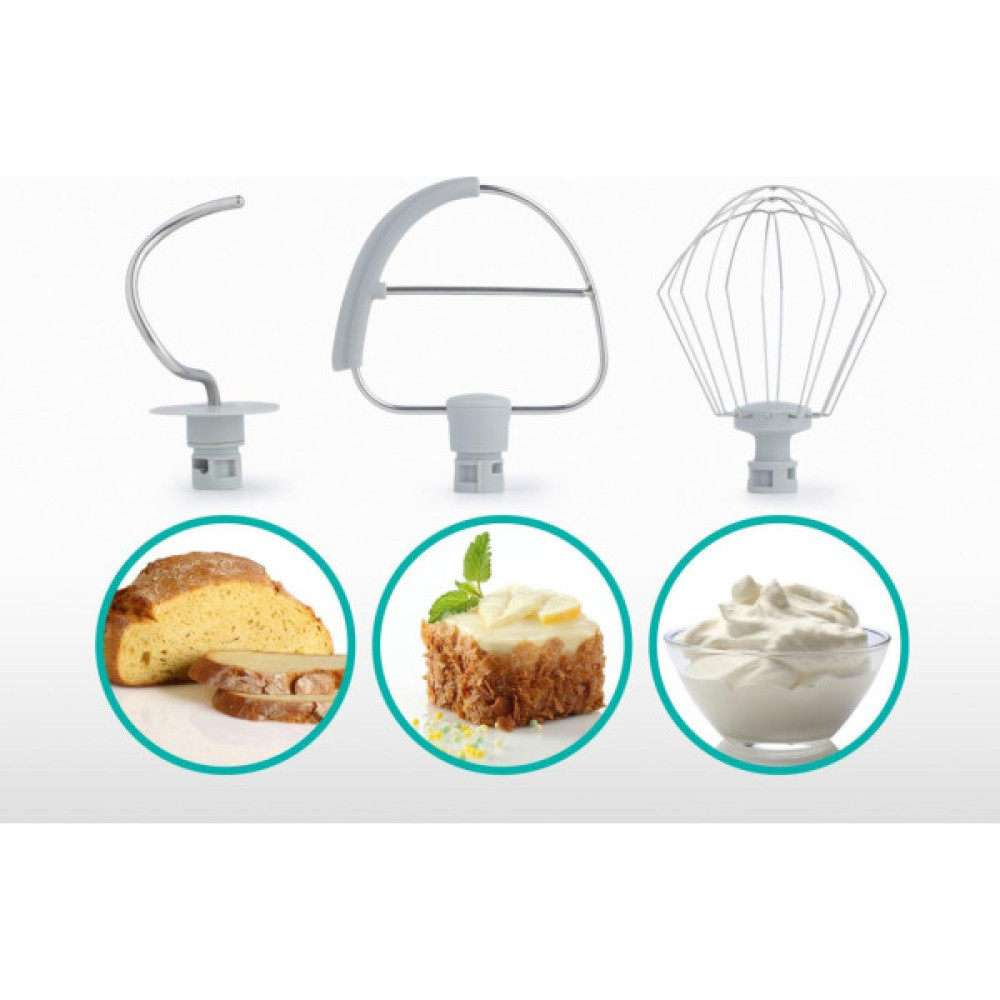 Кухонна машина Gorenje 800Вт, чаша-метал, корпус-пластик, насадок-3, білий