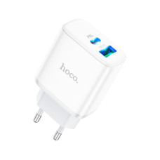 Зарядний пристрій HOCO C105A Stage 1xUSB-C PD20W + 1xUSB QC3.0 White (6931474782946)