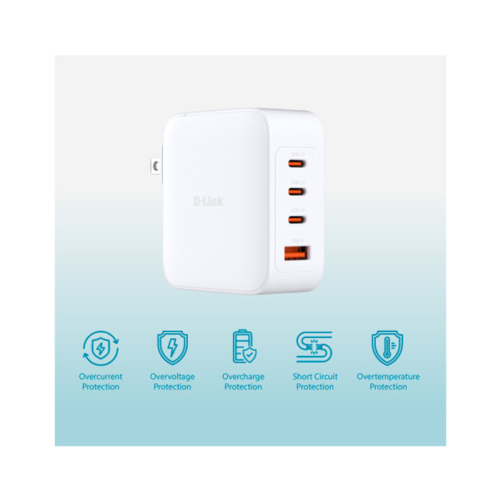 Зарядний пристрій D-Link 3xUSB-C + 1xUSB-A 100W GaN white (DCP-101)