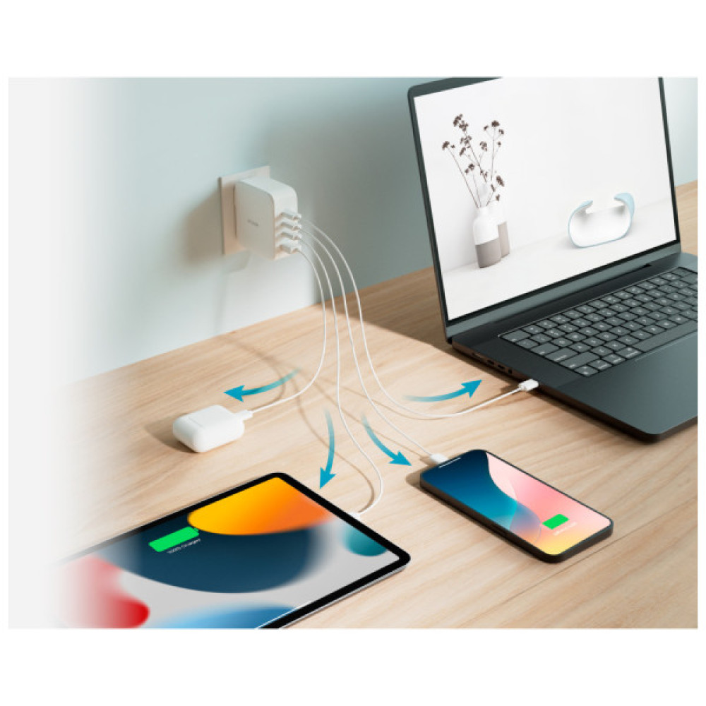 Зарядний пристрій D-Link 3xUSB-C + 1xUSB-A 100W GaN white (DCP-101)