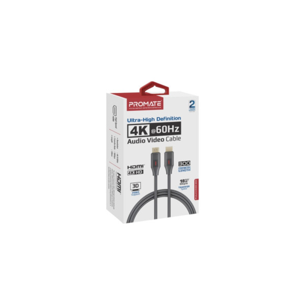 Кабель мультимедійний HDMI M to HDMI M 3.0m V2.0 Promate (prolink4k60-300)