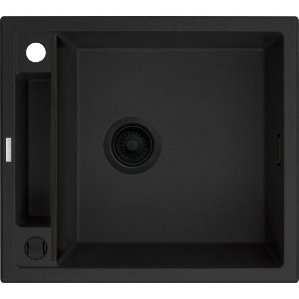 Мийка кухонна Deante Magnetic, граніт, квадрат, без крила, 560х500х219мм, чаша - 1, накладна, чорний матовий