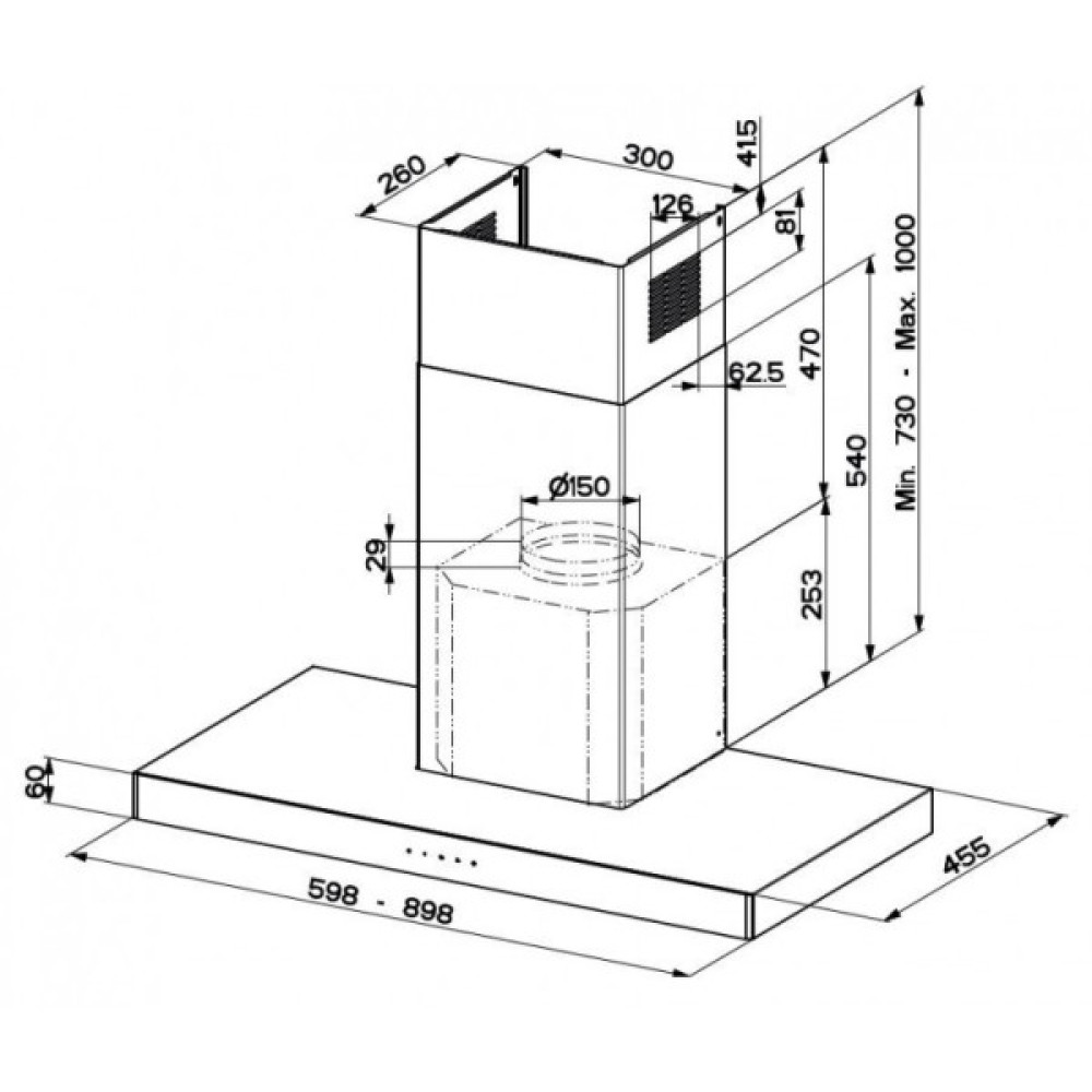 Витяжка Faber купольна, 60см, 1186м.куб/год, Stilo Glass Smart X/V A60, нерж