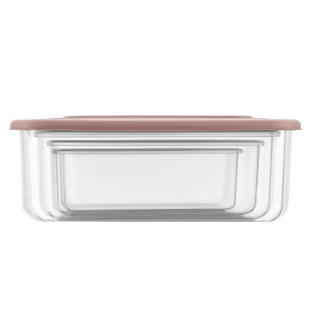 Харчовий контейнер Ardesto Fresh Набір 0.25/0.5/0.75/1.2л, пластик, прямокутна, рожевий (AR1312P)