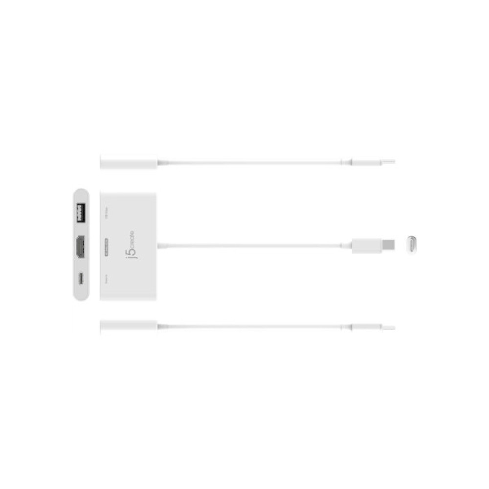 Концентратор J5create USB-C 3-in-1 HDMI + USB + USB-C PD white (JCA399-N)