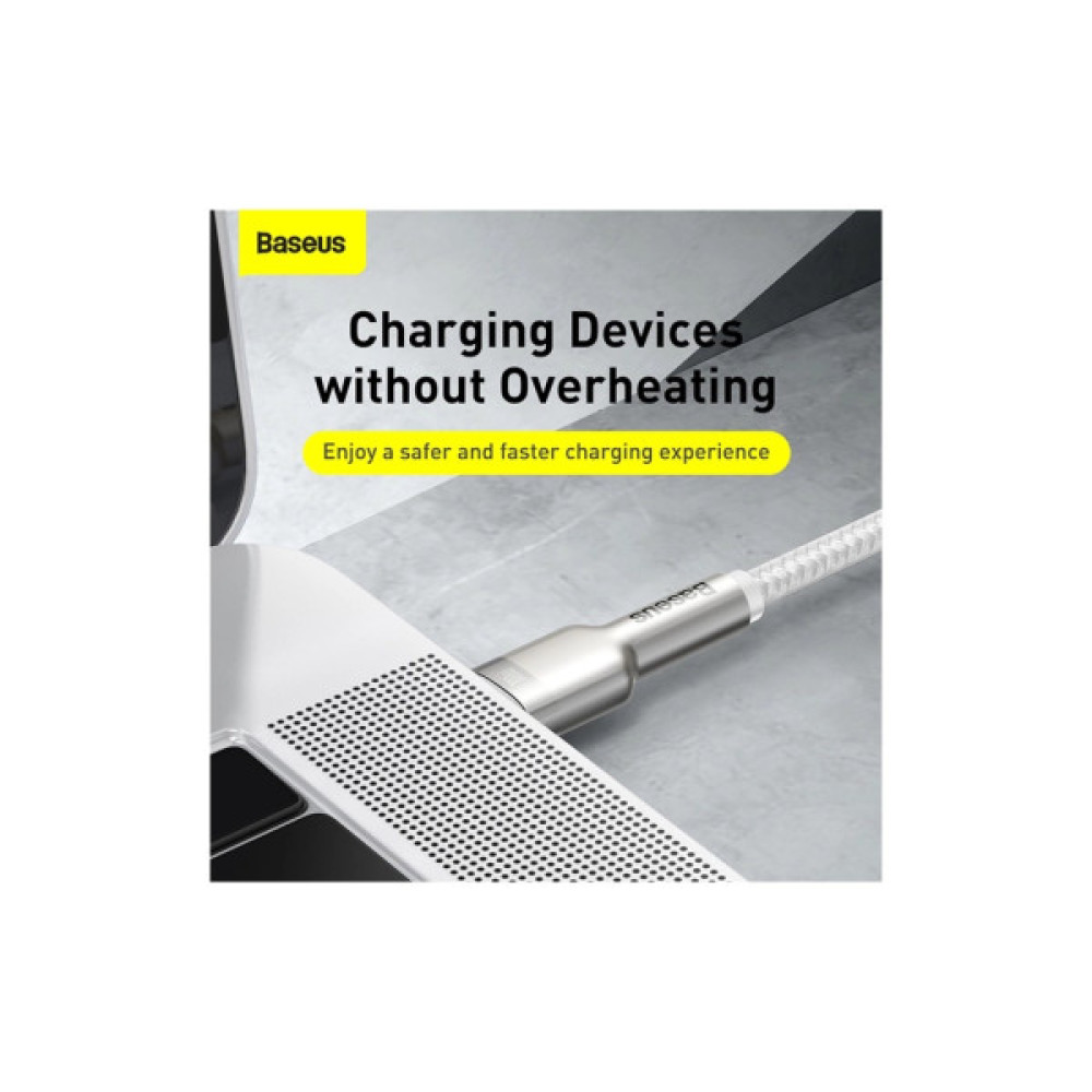 Дата кабель USB-C to USB-C 2.0m Cafule Metal PD 100W white Baseus (CATJK-D02)