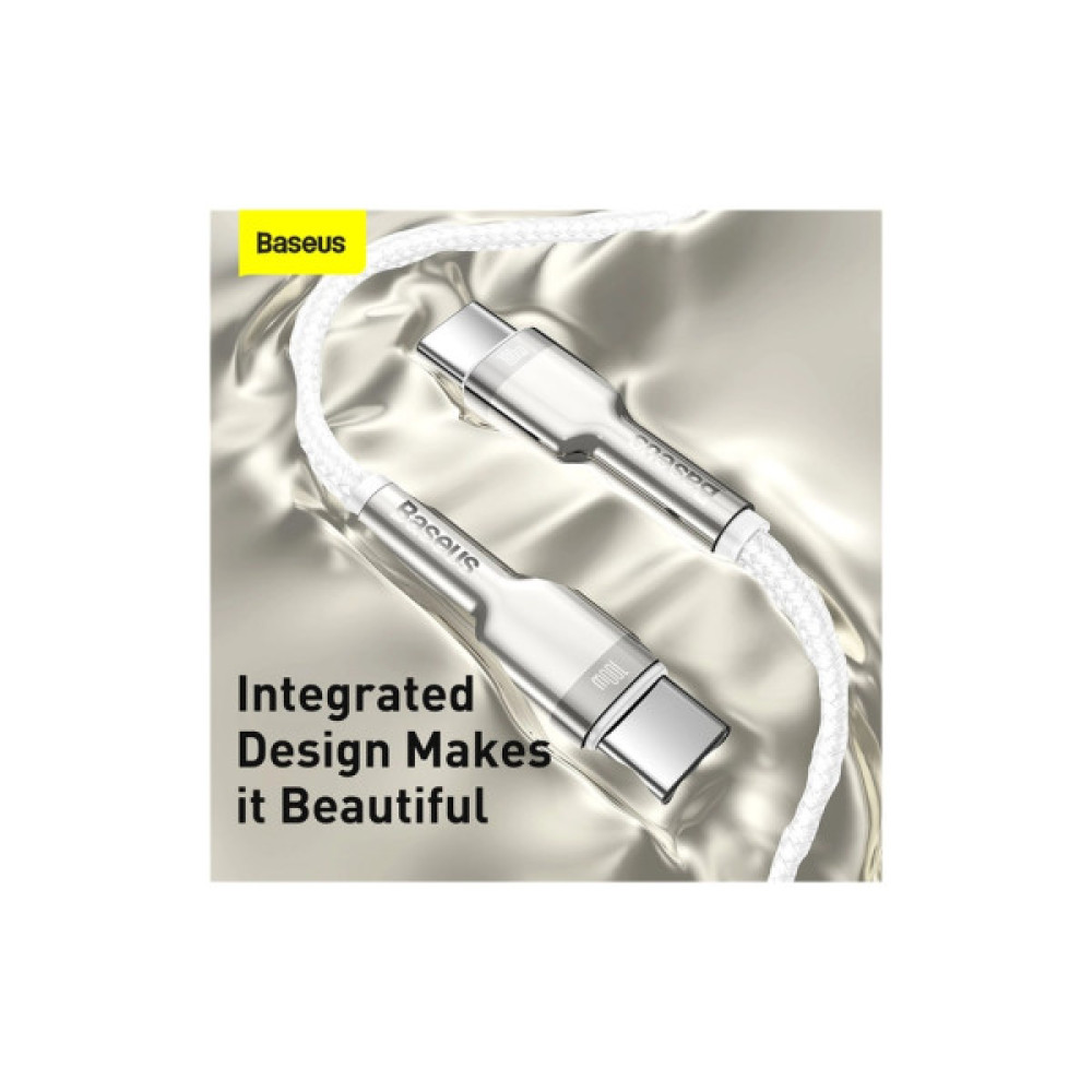 Дата кабель USB-C to USB-C 2.0m Cafule Metal PD 100W white Baseus (CATJK-D02)