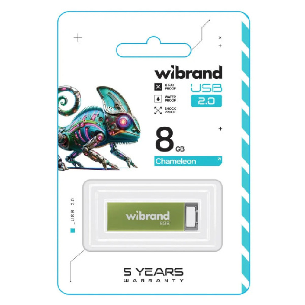 USB флеш накопичувач Wibrand 8GB Chameleon Green USB 2.0 (WI2.0/CH8U6LG)