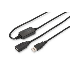 Подовжувач DIGITUS USB 2.0 Active Cable, A/M-A/F, 15м, чорний
