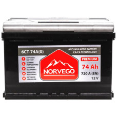Акумулятор автомобільний NORVEGO ВЕСТА Premium 74A +прав (0) (720 пуск)