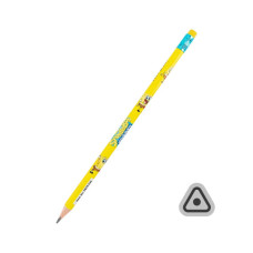 Олівець графітний Kite Sponge Bob тригранний, з гумкою, НВ (SB25-046)