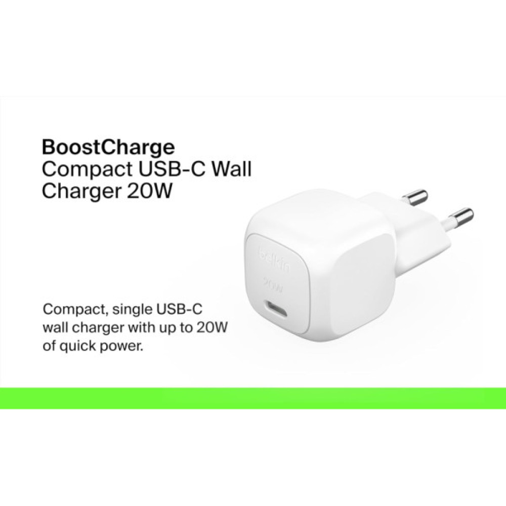 Зарядний пристрій Belkin USB-C PD20W PPS white (WCA009KQWH)