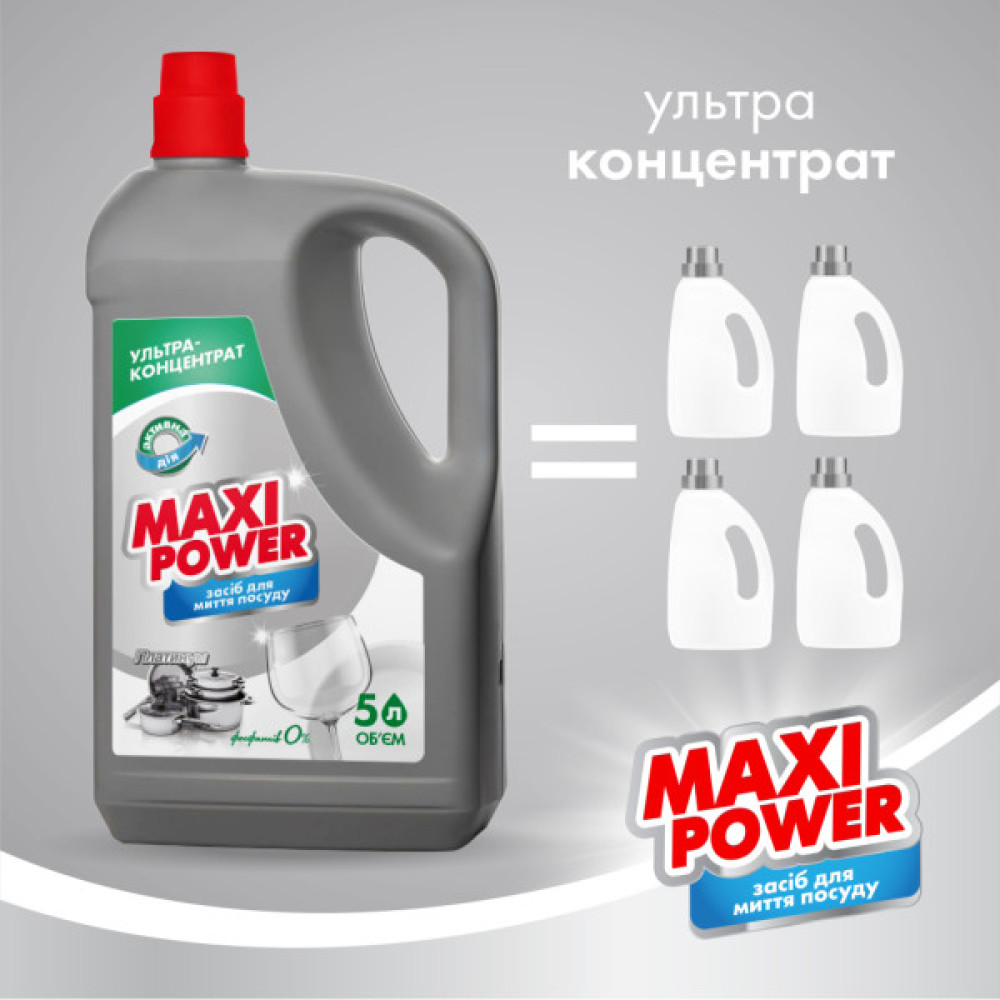 Засіб для ручного миття посуду Maxi Power Платинум 5 л (4823098415466)
