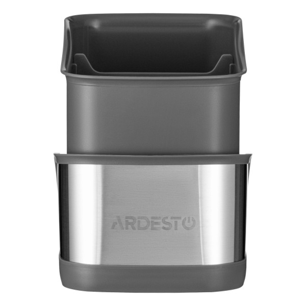 Органайзер для щіток ARDESTO Minimalism, 15х10х13.5см, пластик, нержавіюча сталь, сірий