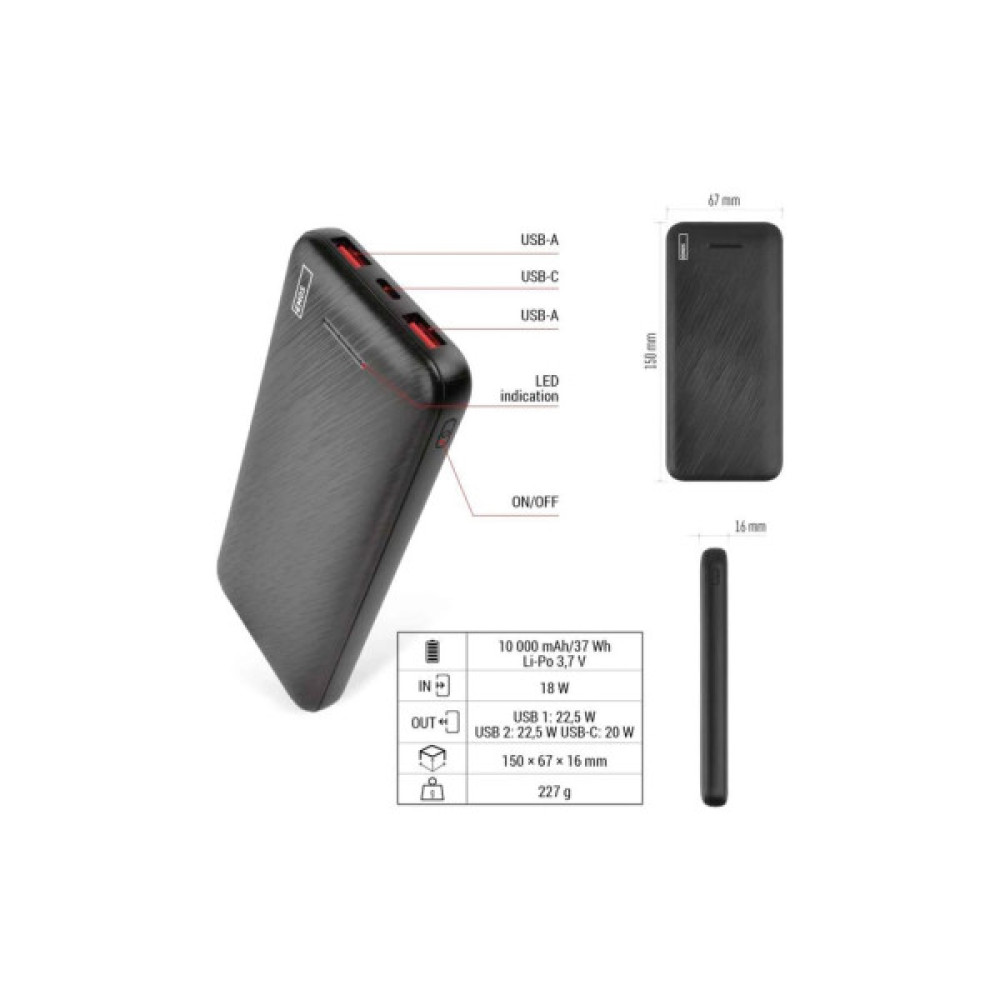 Батарея універсальна EMOS 10000mAh AlphaQ3, 22.5W, black (B0571B)