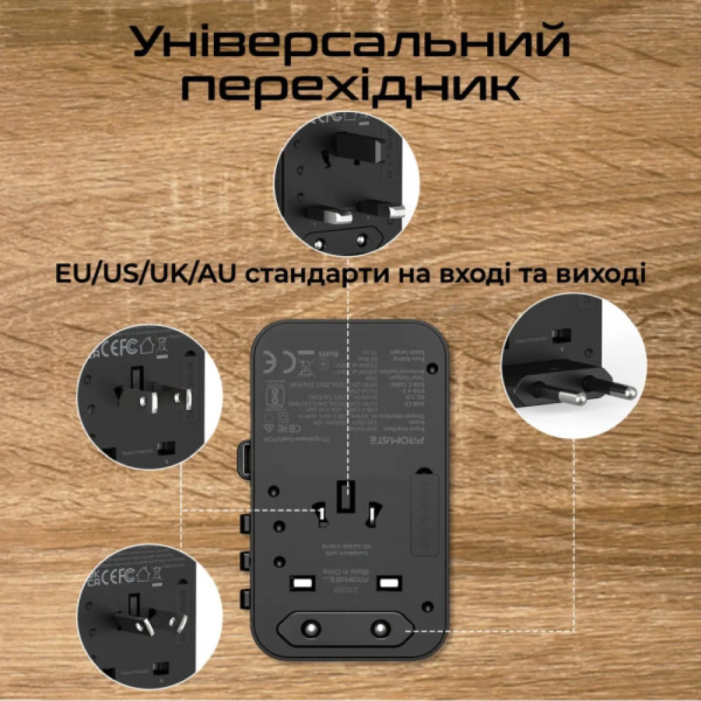 Зарядний пристрій Promate tripmate-gan70r
