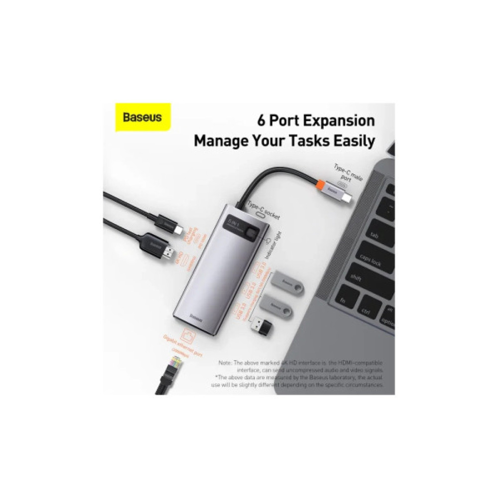 Концентратор Baseus USB-C 6-in-1 (CAHUB-CW0G)