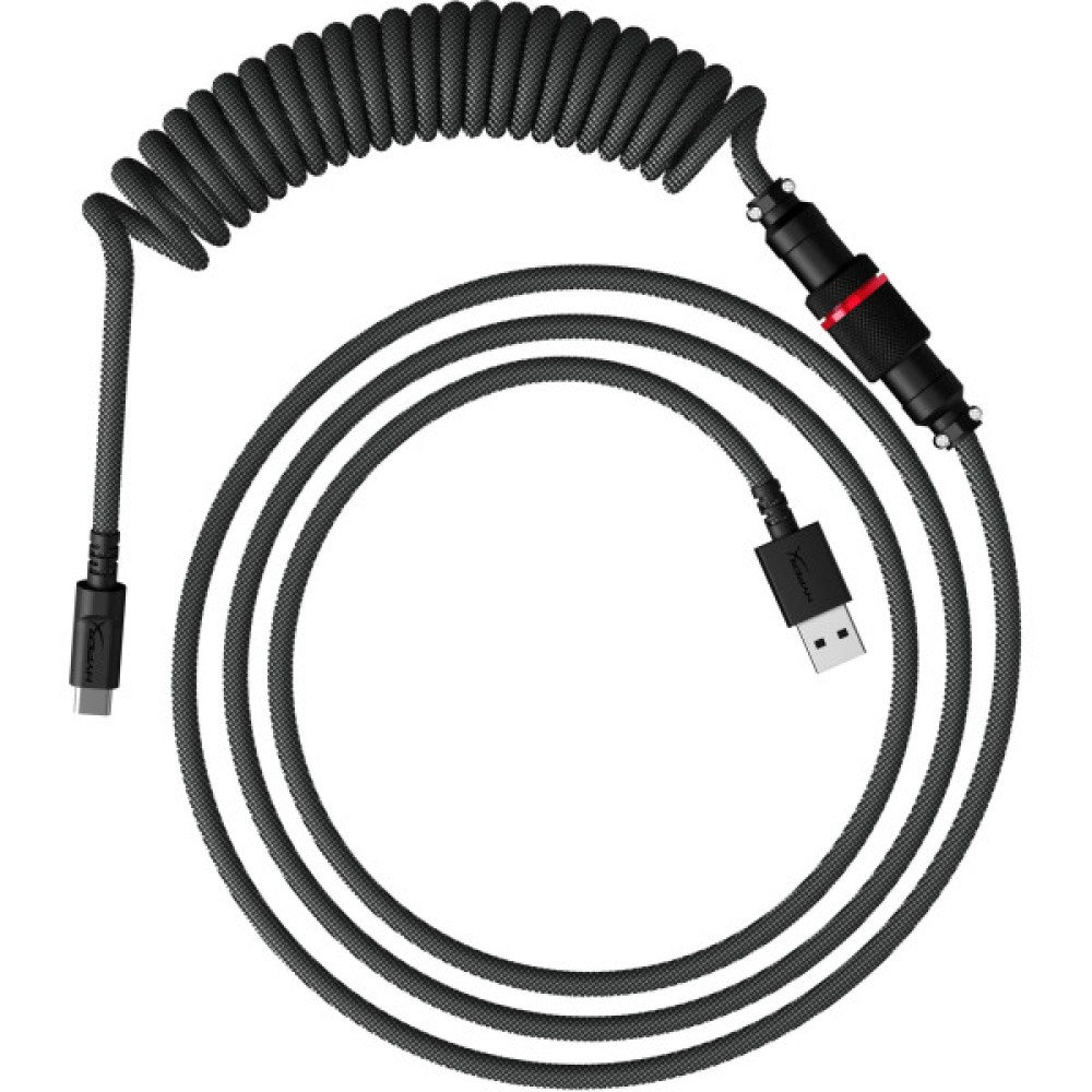Кабель заряджання/синхронізації HyperX USB-A > USB-C, спіральний, 1.37м, сіро-чорний