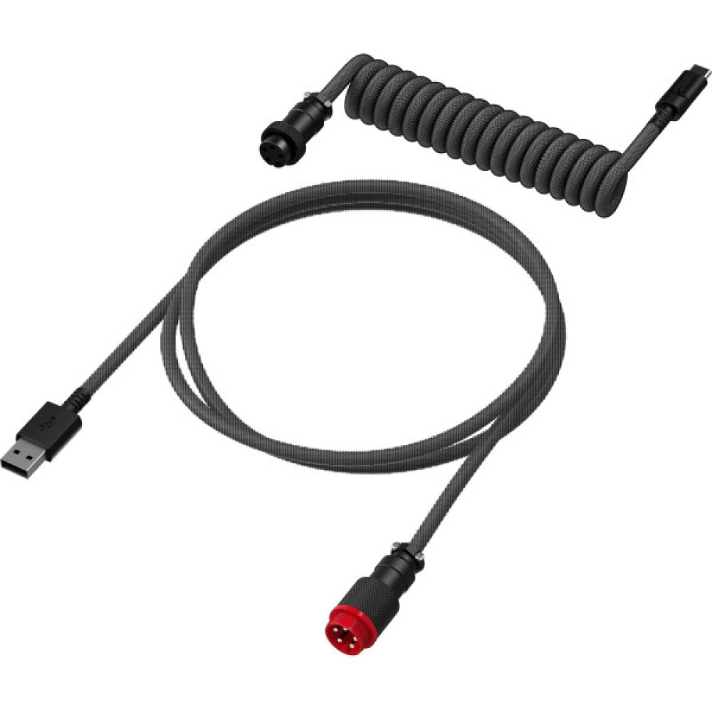 Кабель заряджання/синхронізації HyperX USB-A > USB-C, спіральний, 1.37м, сіро-чорний