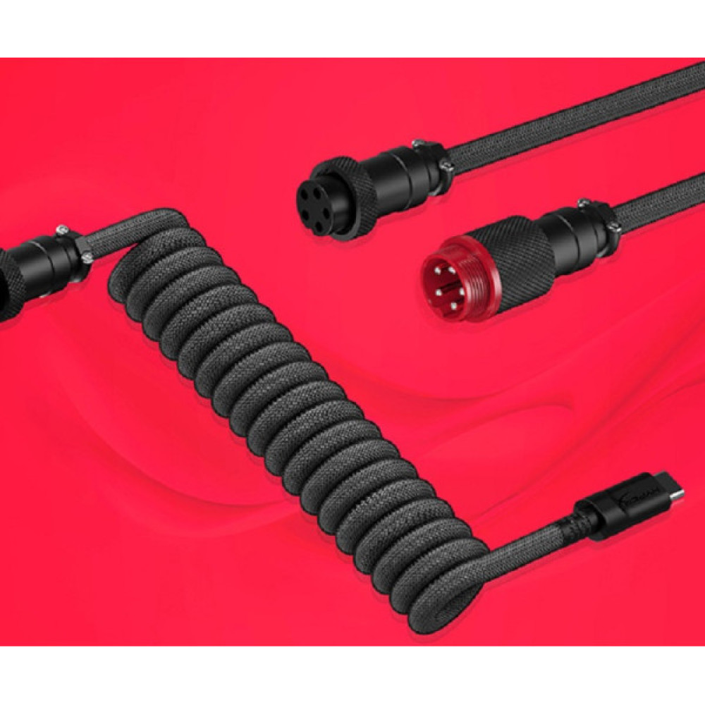 Кабель заряджання/синхронізації HyperX USB-A > USB-C, спіральний, 1.37м, сіро-чорний