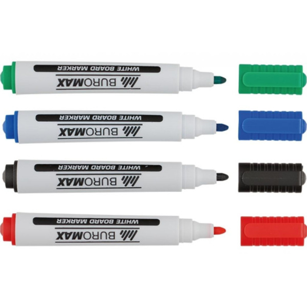 Набір маркерів Buromax JOBMAX Board, SET*4шт+губка (BM.8800-84)