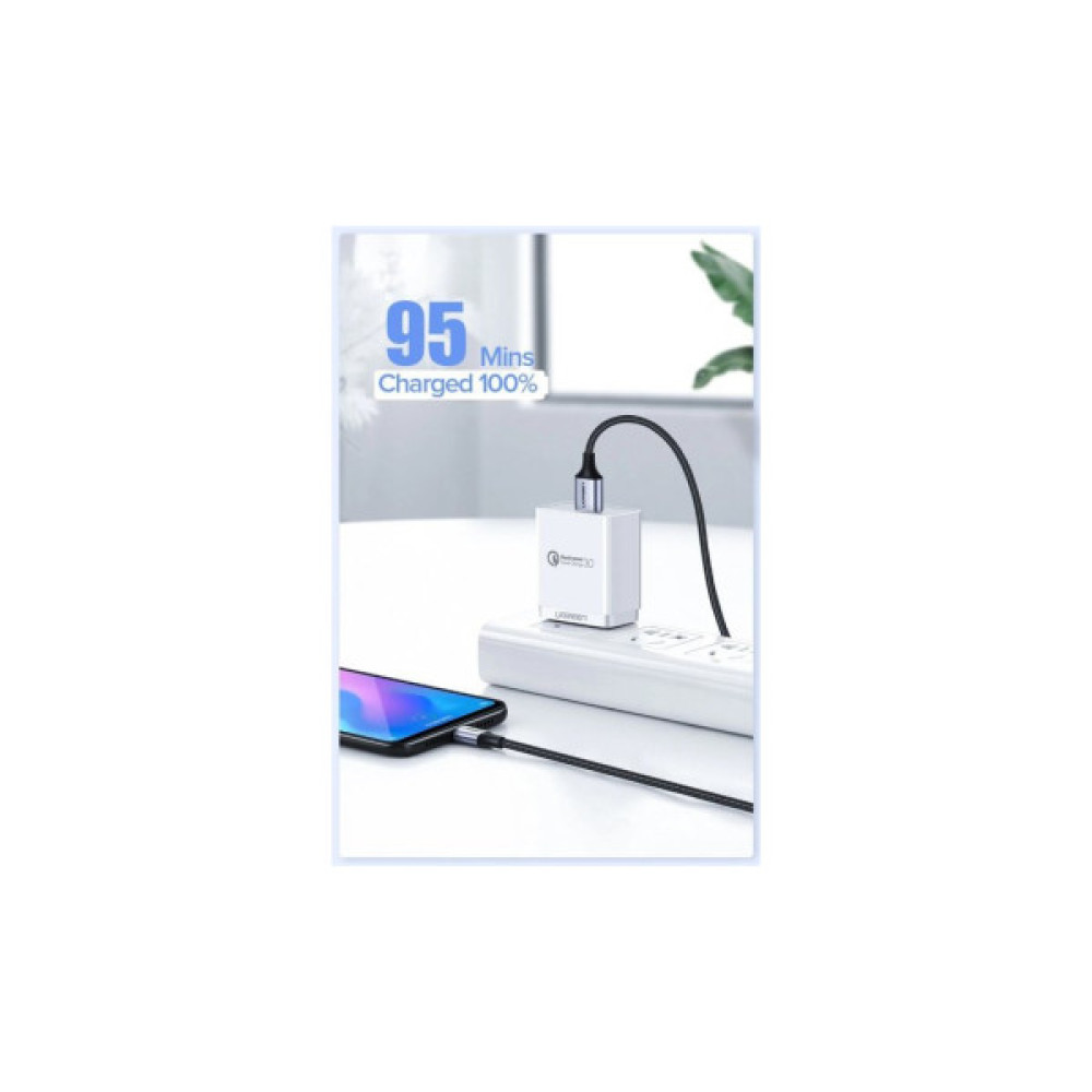 Дата кабель USB 2.0 AM to USB-C 1.5m US288 Aluminum Braid (Black) Ugreen (60127)