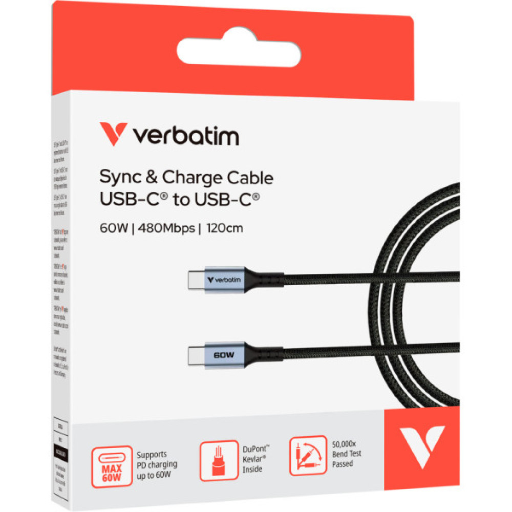Дата кабель USB-C to USB-C 1.2m 60W black Verbatim (31845)