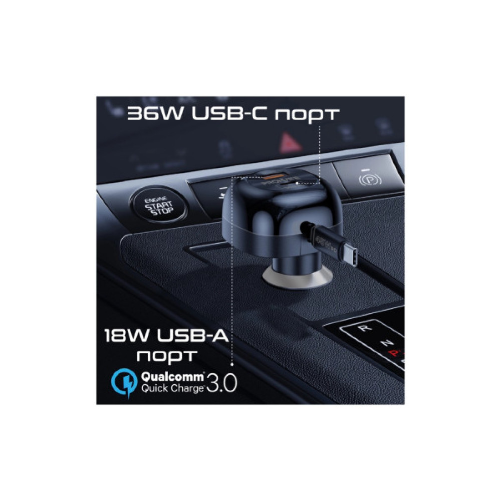 Зарядний пристрій Promate 62W USB-C cable + USB-A/USB-C ports (powerdrive-rc65)