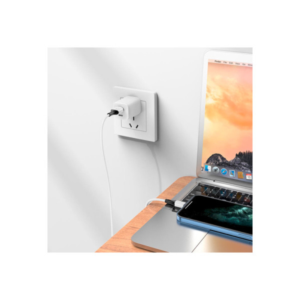 Дата кабель USB 2.0 AM to Lightning 1.0m 2.4A silicone BX79 white BOROFONE (6974443384758)
