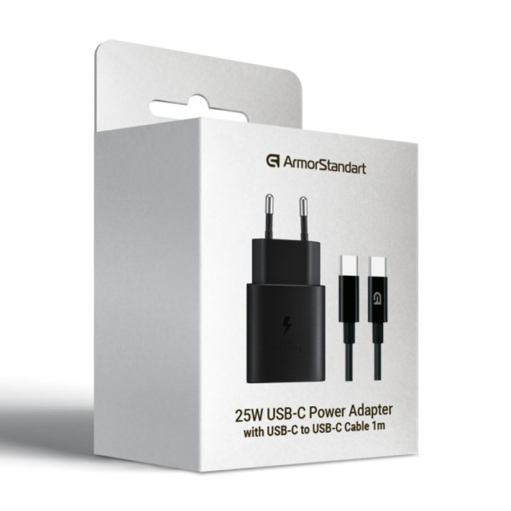 Зарядний пристрій Armorstandart AR-TA800 25W USB-C + cable USB-C to USB-C black (ARM77720)