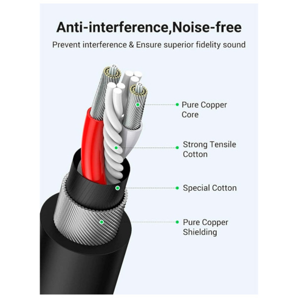 Кабель мультимедійний XLR M to XLR F 5.0m AV130 black UGREEN (20712)