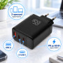 Зарядний пристрій Vinga 2xUSB-C + USB-A Display 65W (VCR65ACCDB)
