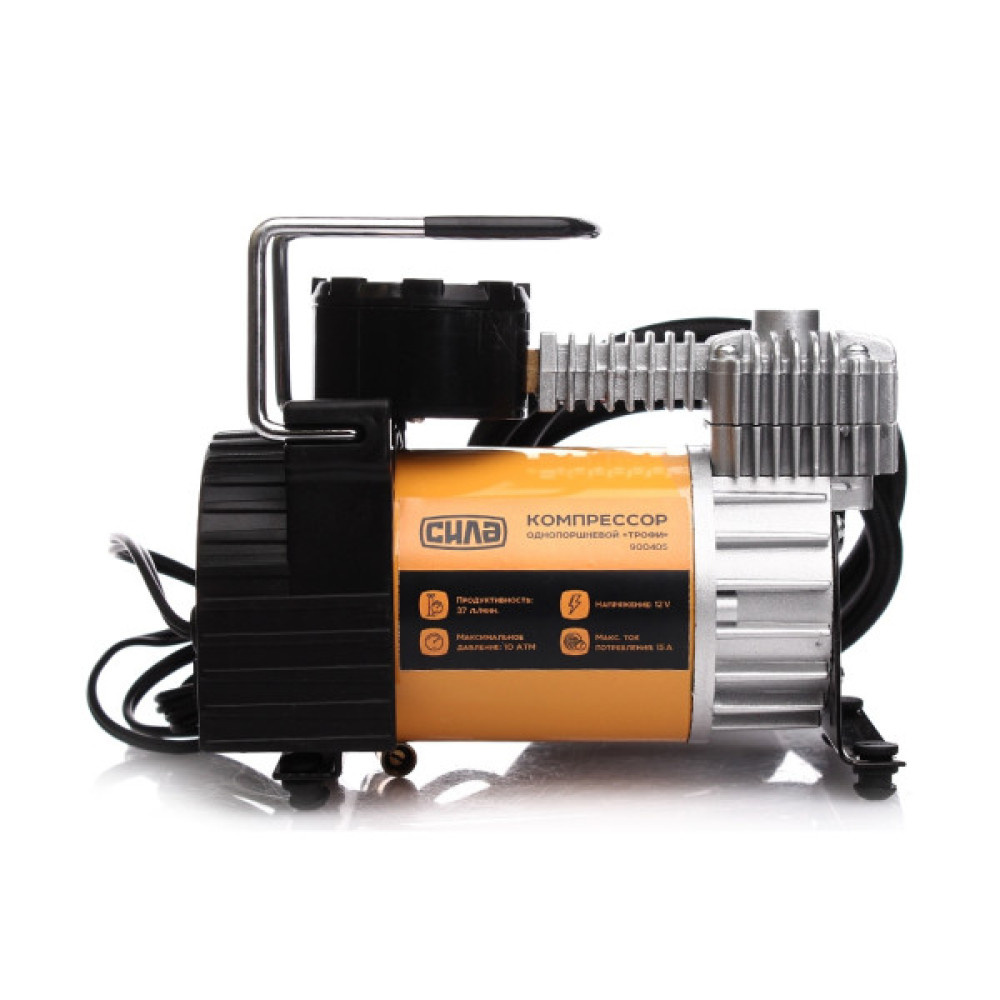 Автомобільний компресор СИЛА ПОСИЛЕНИЙ з автостопом 37л/хв, 10 Атм (900405)