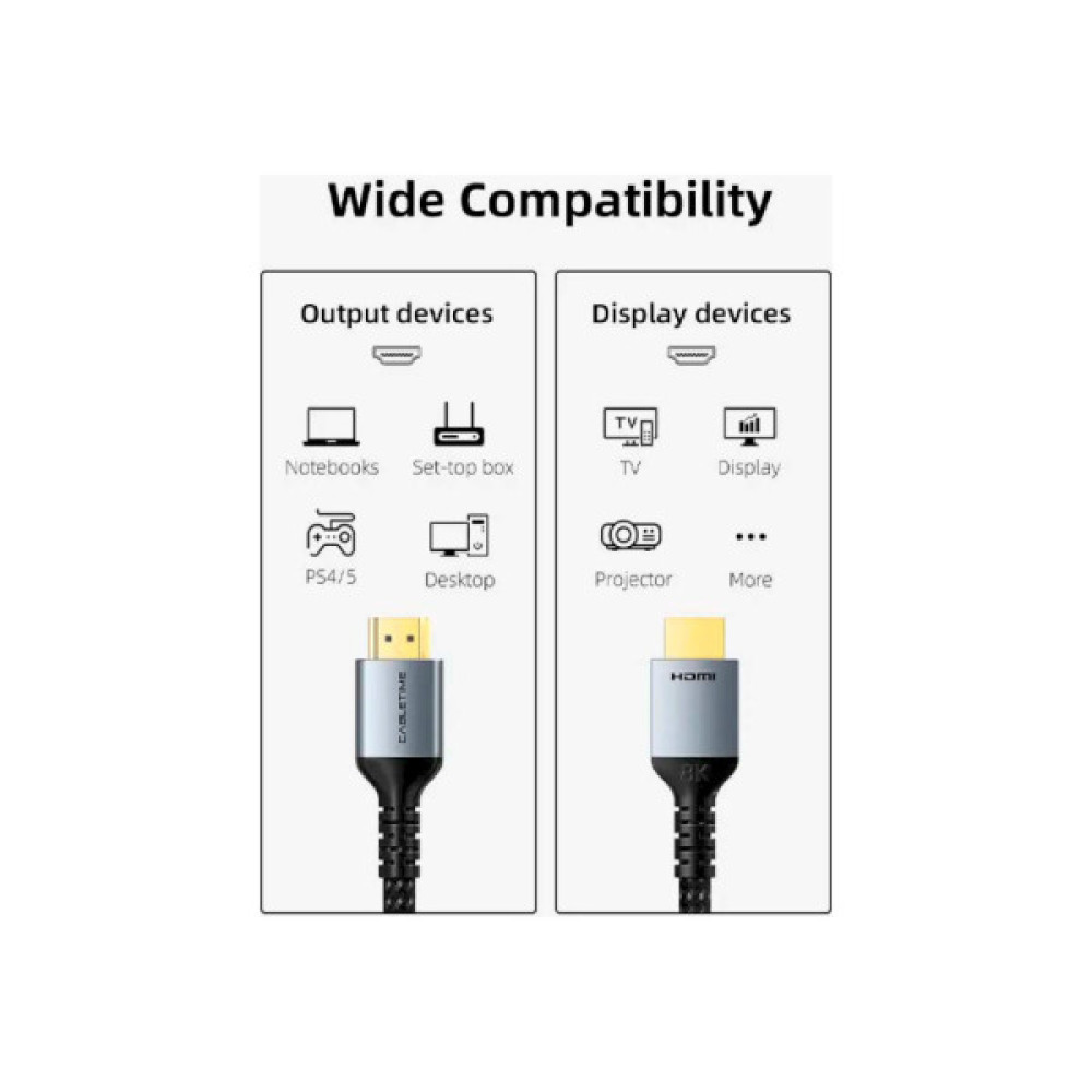 Кабель мультимедійний HDMI M to HDMI M 3.0m V2.1 8K60Hz Cabletime (CA915842)