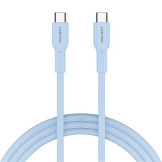 Дата кабель USB-C to USB-C 1.0m OnWire 60CL C-C 60W COLOR Braided 1m Light Blue Canyon (CND-CCAP60AB10LBL)