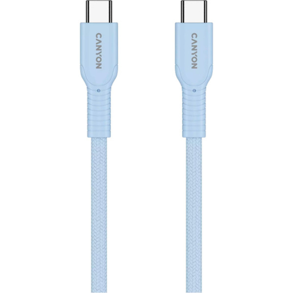 Дата кабель USB-C to USB-C 1.0m OnWire 60CL C-C 60W COLOR Braided 1m Light Blue Canyon (CND-CCAP60AB10LBL)