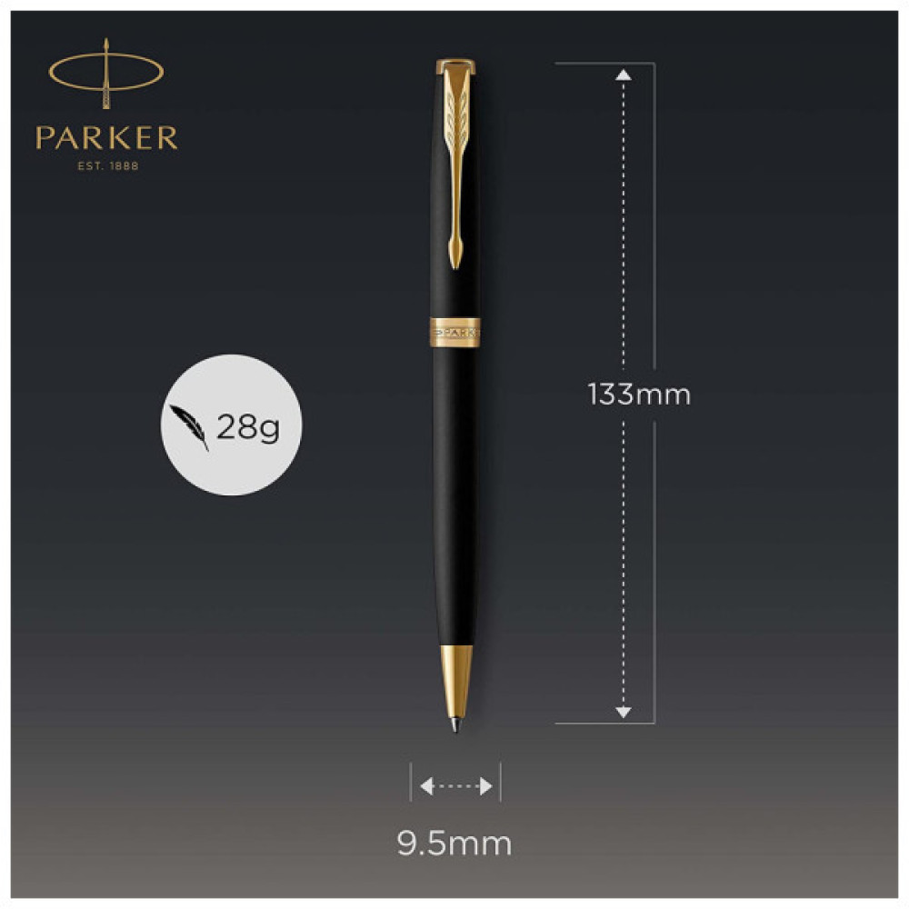 Ручка кулькова Parker SONNET 17 UKRAINE Matte Black Lacquer GT BP Трезубец (84832_T001y)