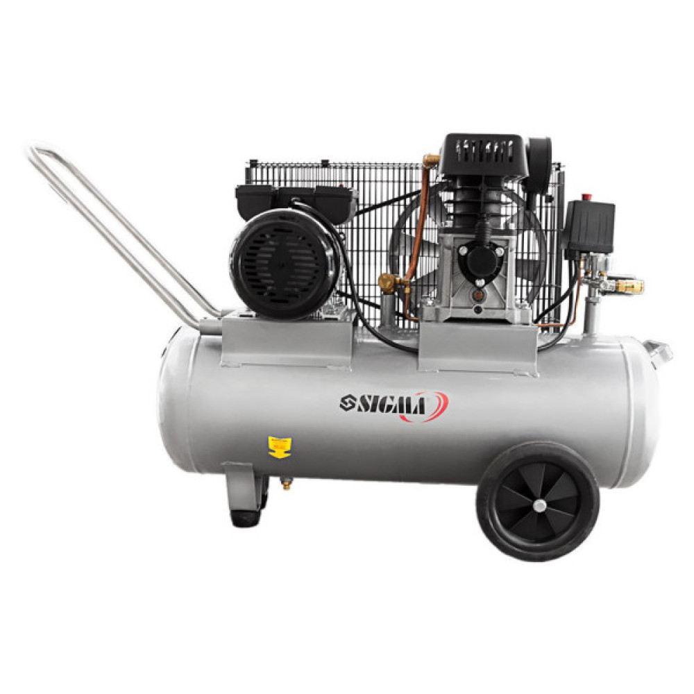 Компресор Sigma двоциліндровий ремінний 2.5кВт 335л/хв 10бар 50л (2 крана) (7044121)