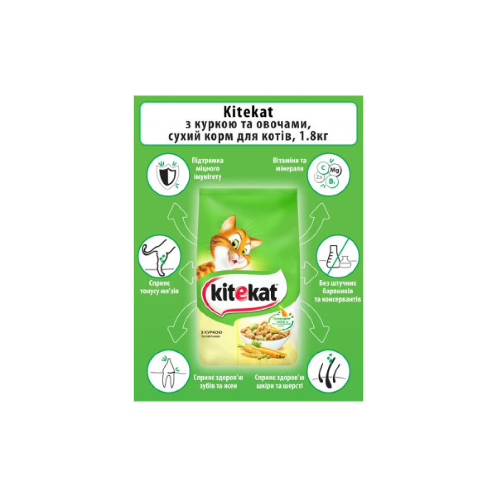 Сухий корм для кішок Kitekat Курка з овочами 1.8 кг (5900951137884)
