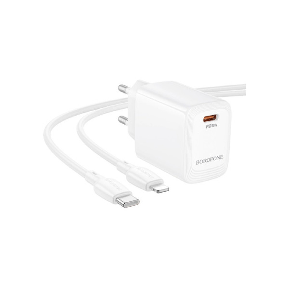 Зарядний пристрій BOROFONE BN28 Fuente USB-C PD30W + cable USB-C to Lightning White (6941991120305)
