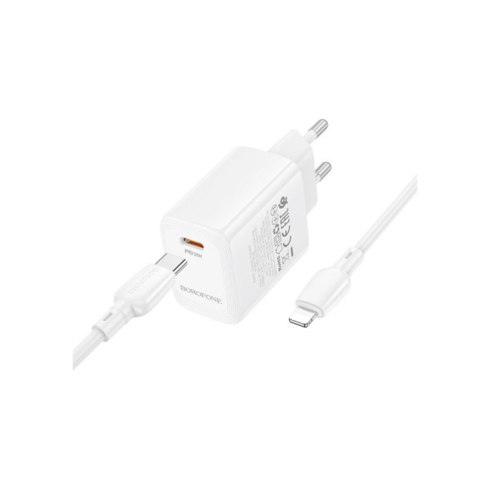 Зарядний пристрій BOROFONE BN28 Fuente USB-C PD30W + cable USB-C to Lightning White (6941991120305)