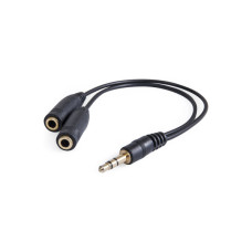 Кабель мультимедійний 3.5mm M to 2x3.5mm F 0.2m (4pin) Defender (63001)